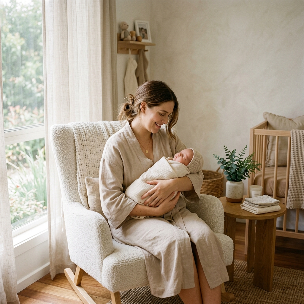 Mother holding baby